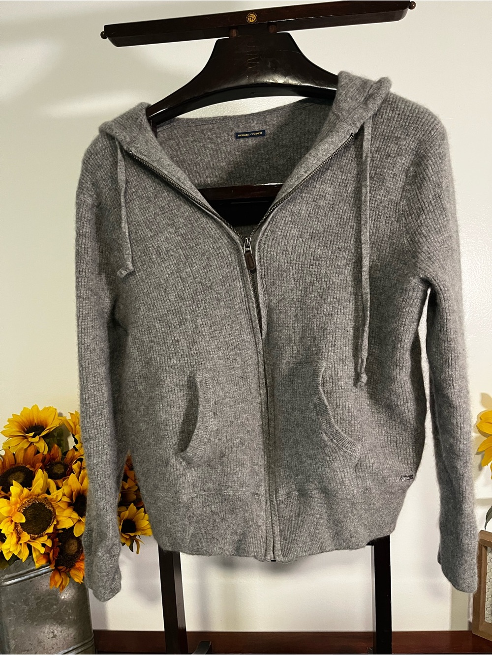 Polo Ralph Lauren 100% Cashmere Zip Hoodie Sweater Gray Women’s - Picture 2 of 7